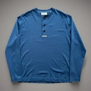 Scotch & Soda Henley Shirt Large Blue Long Sleeve Cotton New York Streetwear NWT